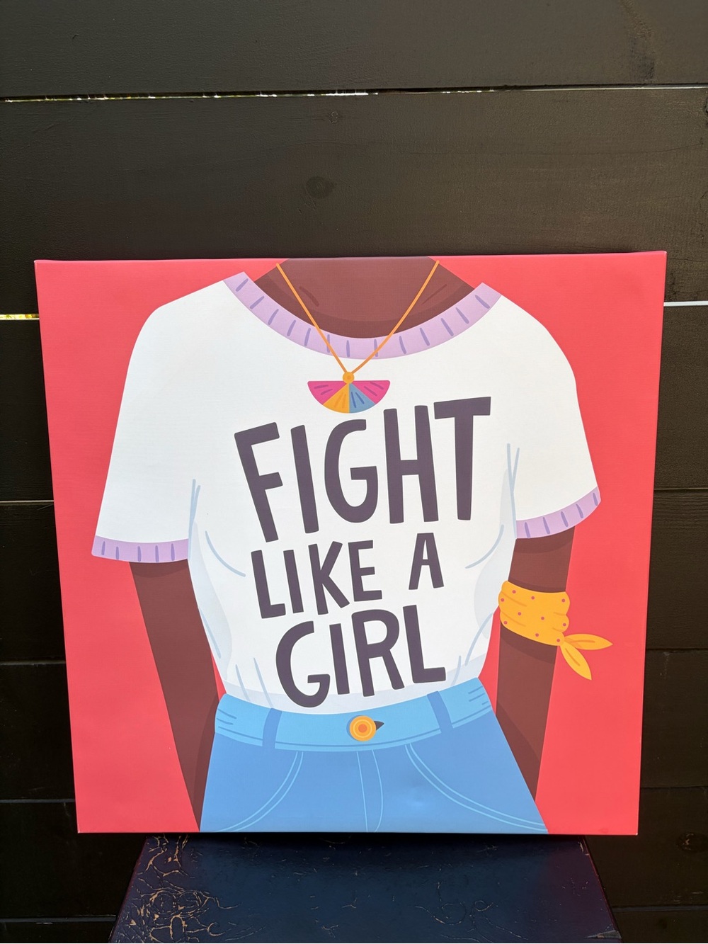 Fight Like a Girl Empowerment Canvas Wall Art 22x22 Girls Room Decor